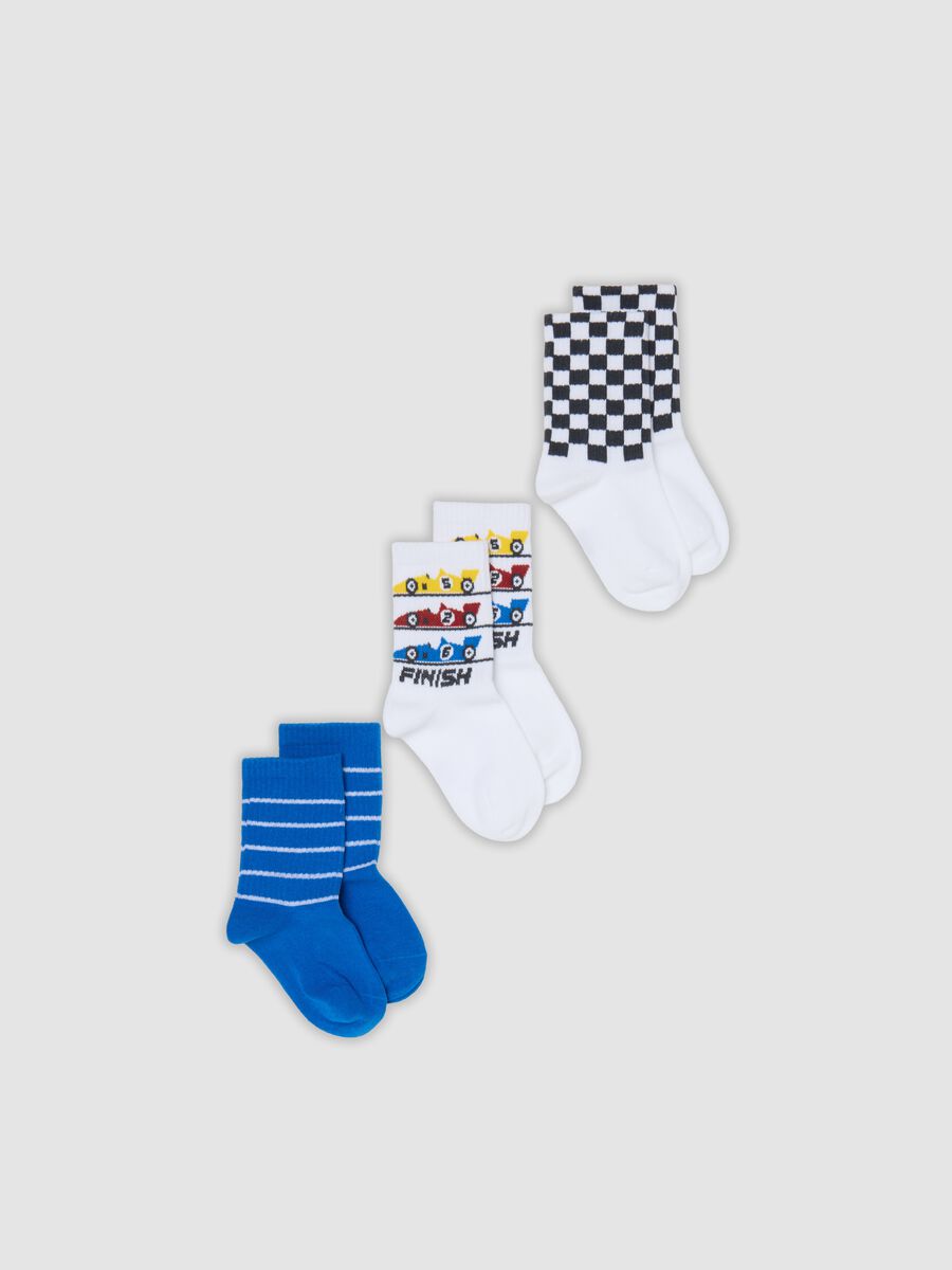 Boys&rsquo; multicolour organic stretch cotton ankle socks 3-pack_0