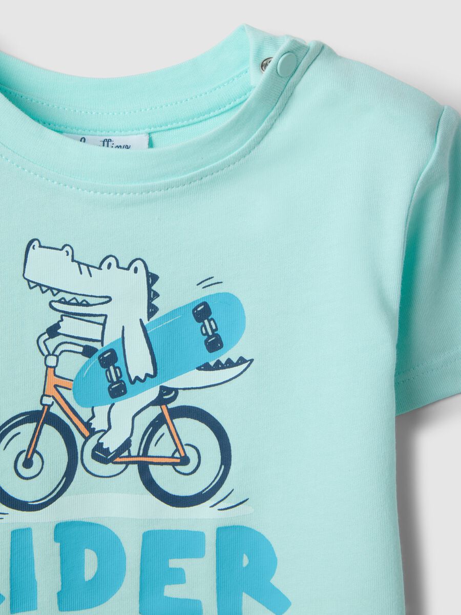 White pure cotton children's regular fit t-shirt with rider print_2
