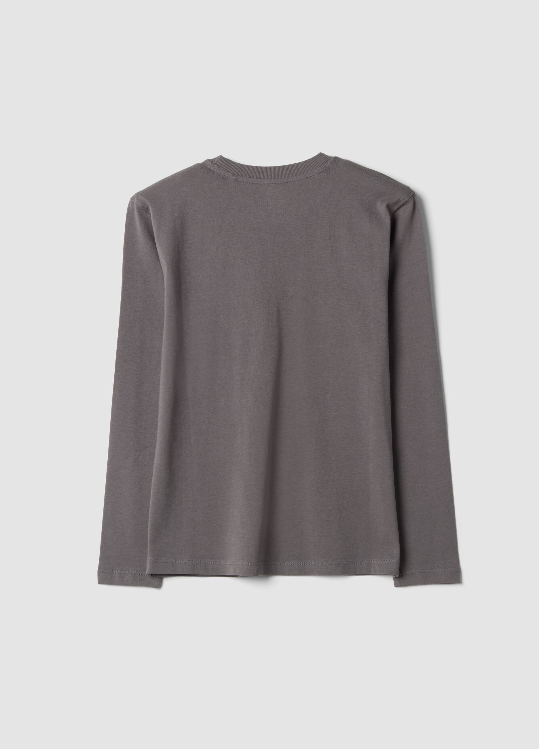 Grey crew-neck T-shirt in pure organic cotton
