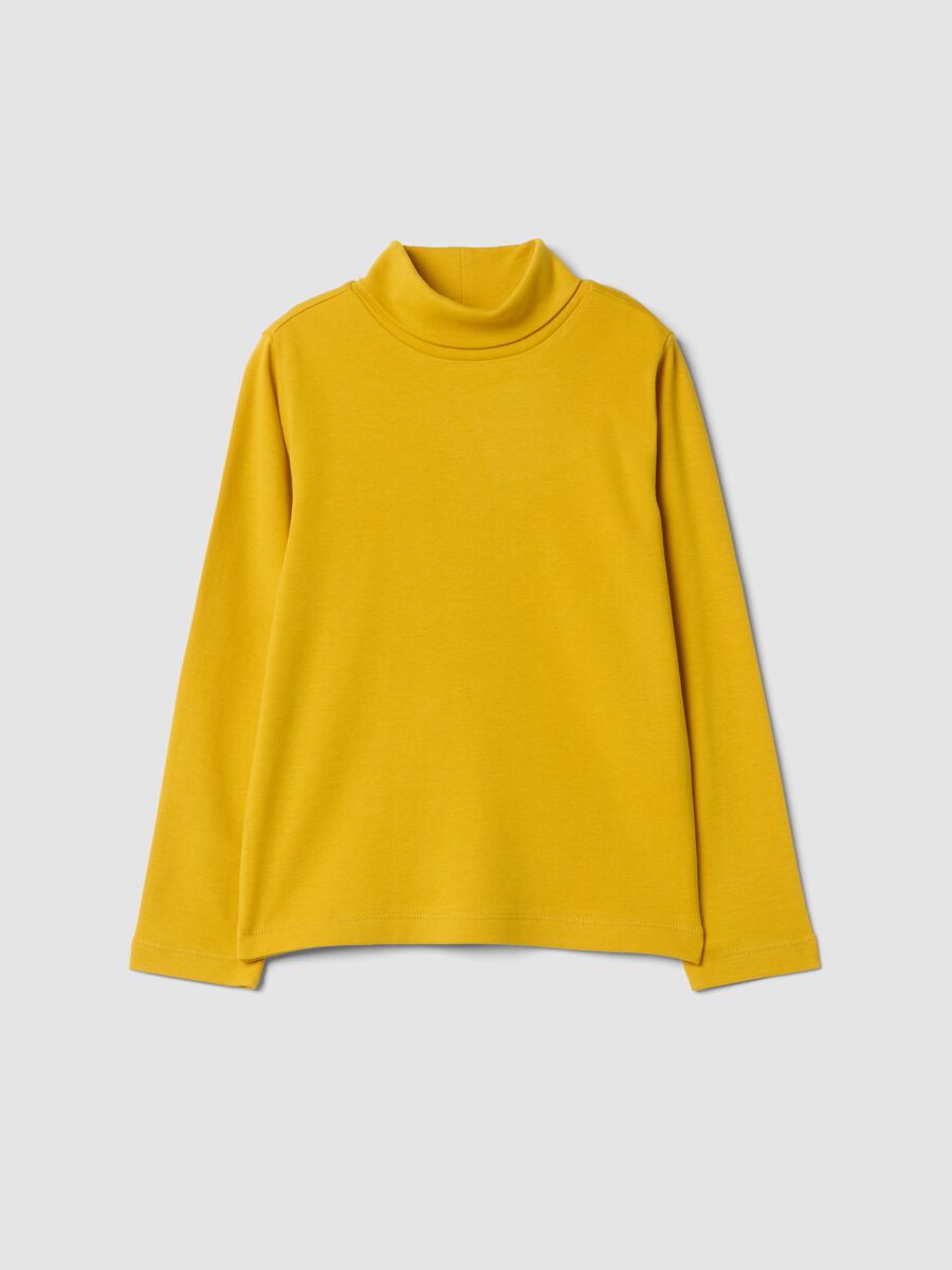 Yellow organic cotton roll-neck T-shirt_0