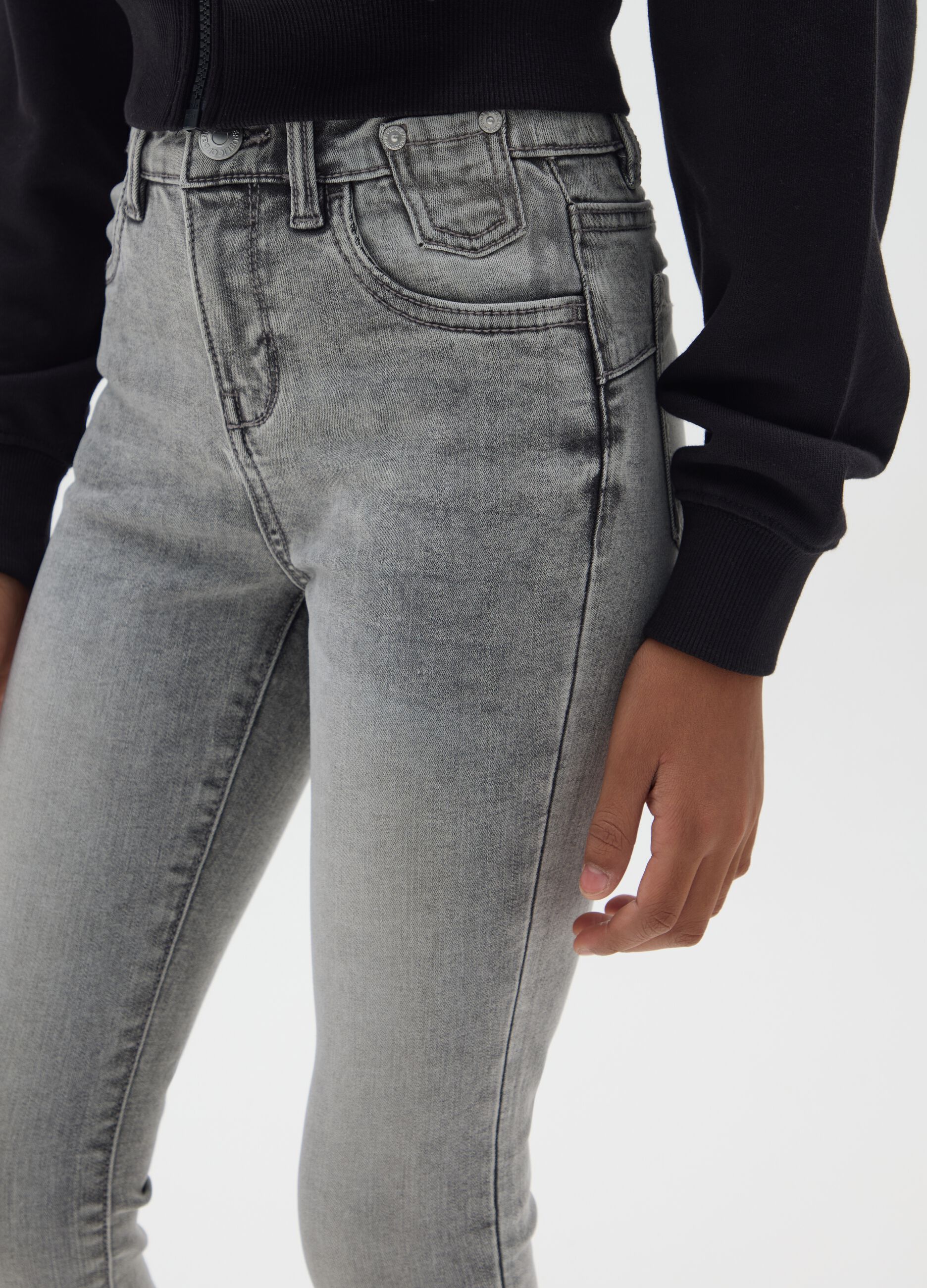 Girls' Grey Skinny Fit Denim Jeans