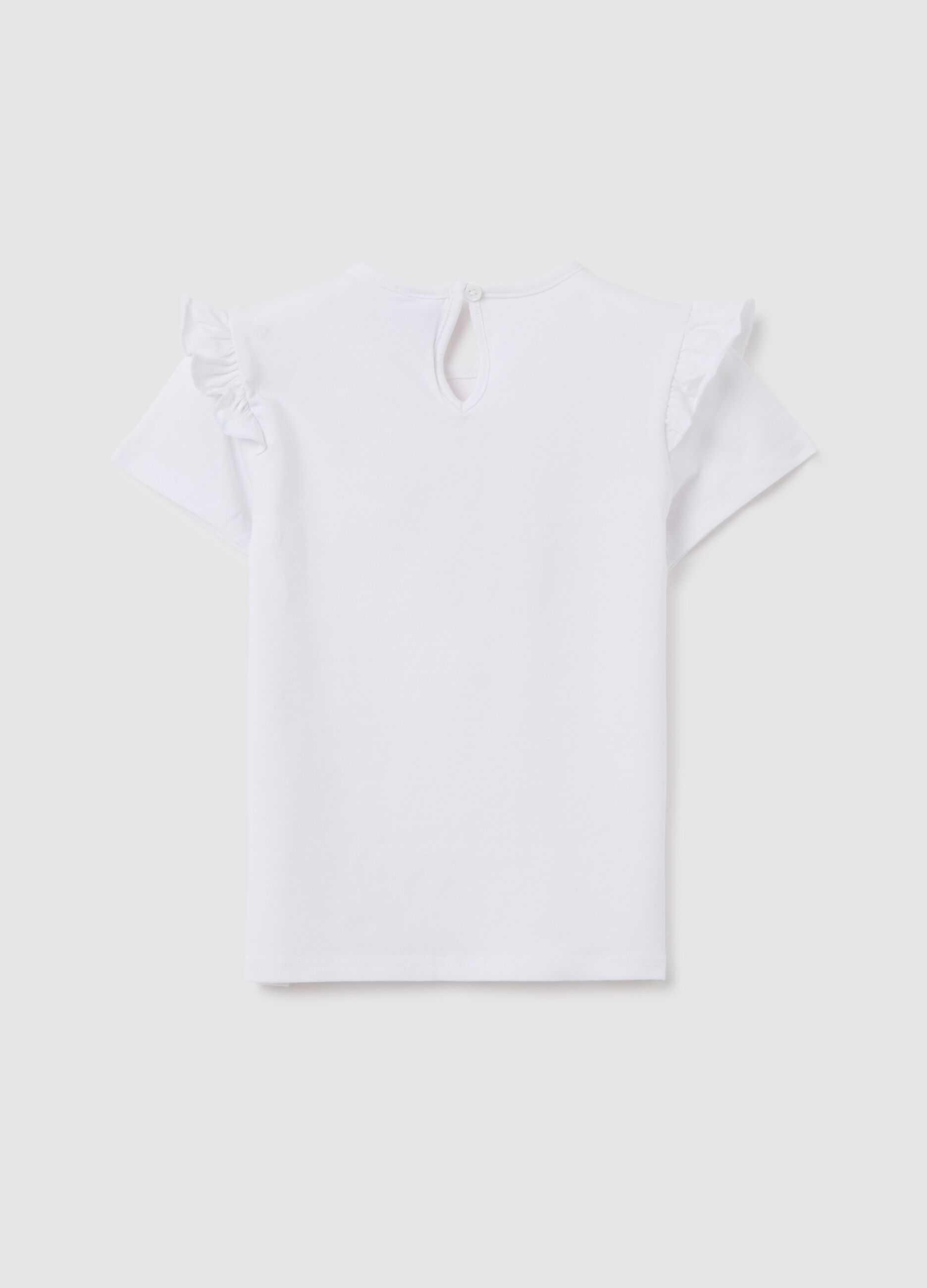 White cotton regular fit girls' T-shirt with Barbie logo