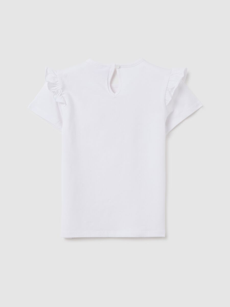 White cotton regular fit girls' T-shirt with Barbie logo_1