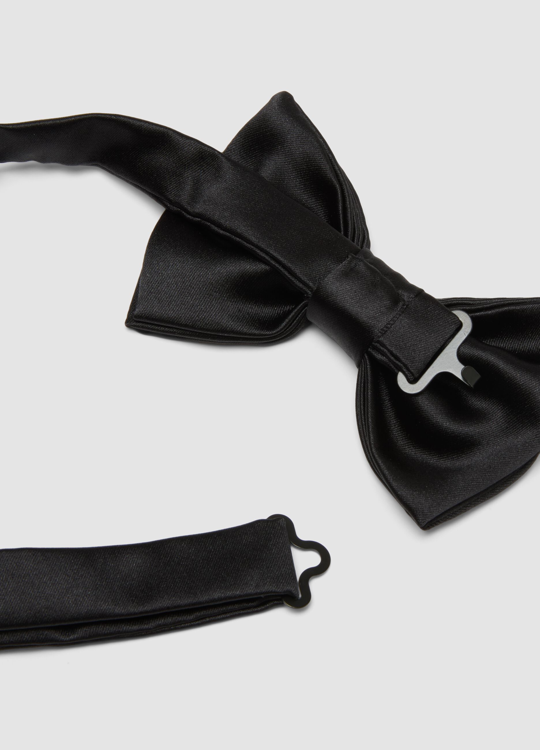 Black satin bow tie with adjustable hook