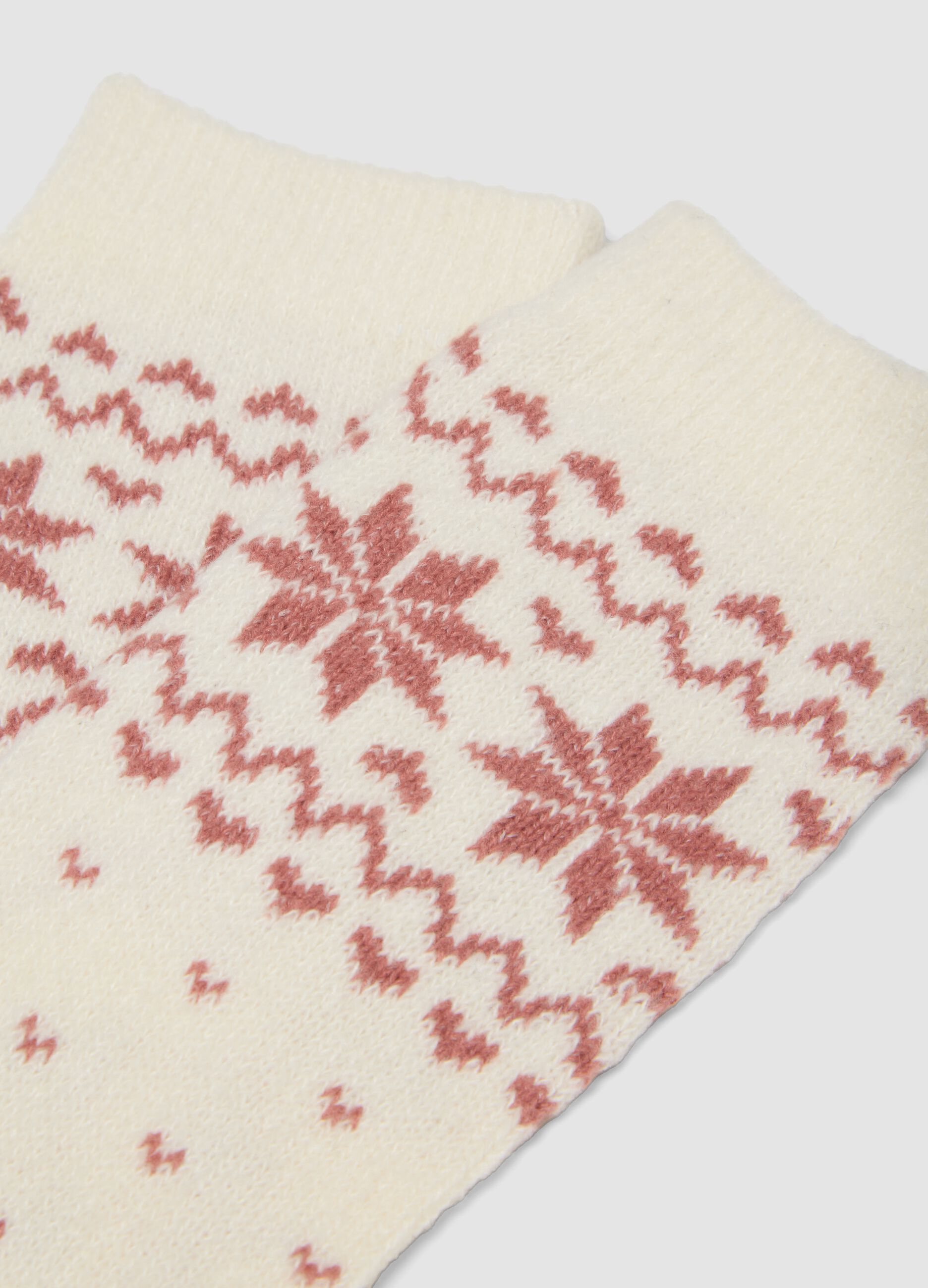 Calzini bianchi in tessuto elasticizzato con fantasia jacquard