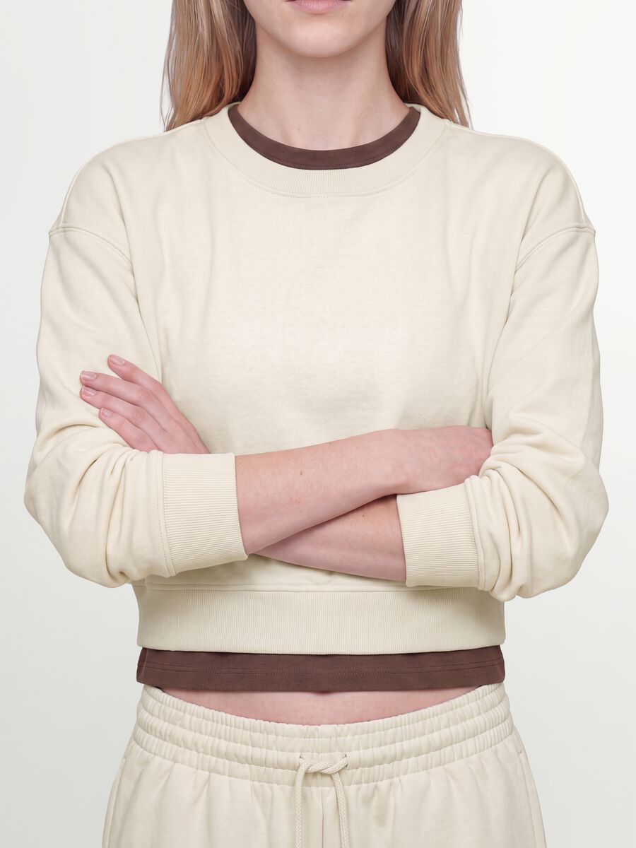 White cotton-blend crew-neck sweatshirt, regular fit_3