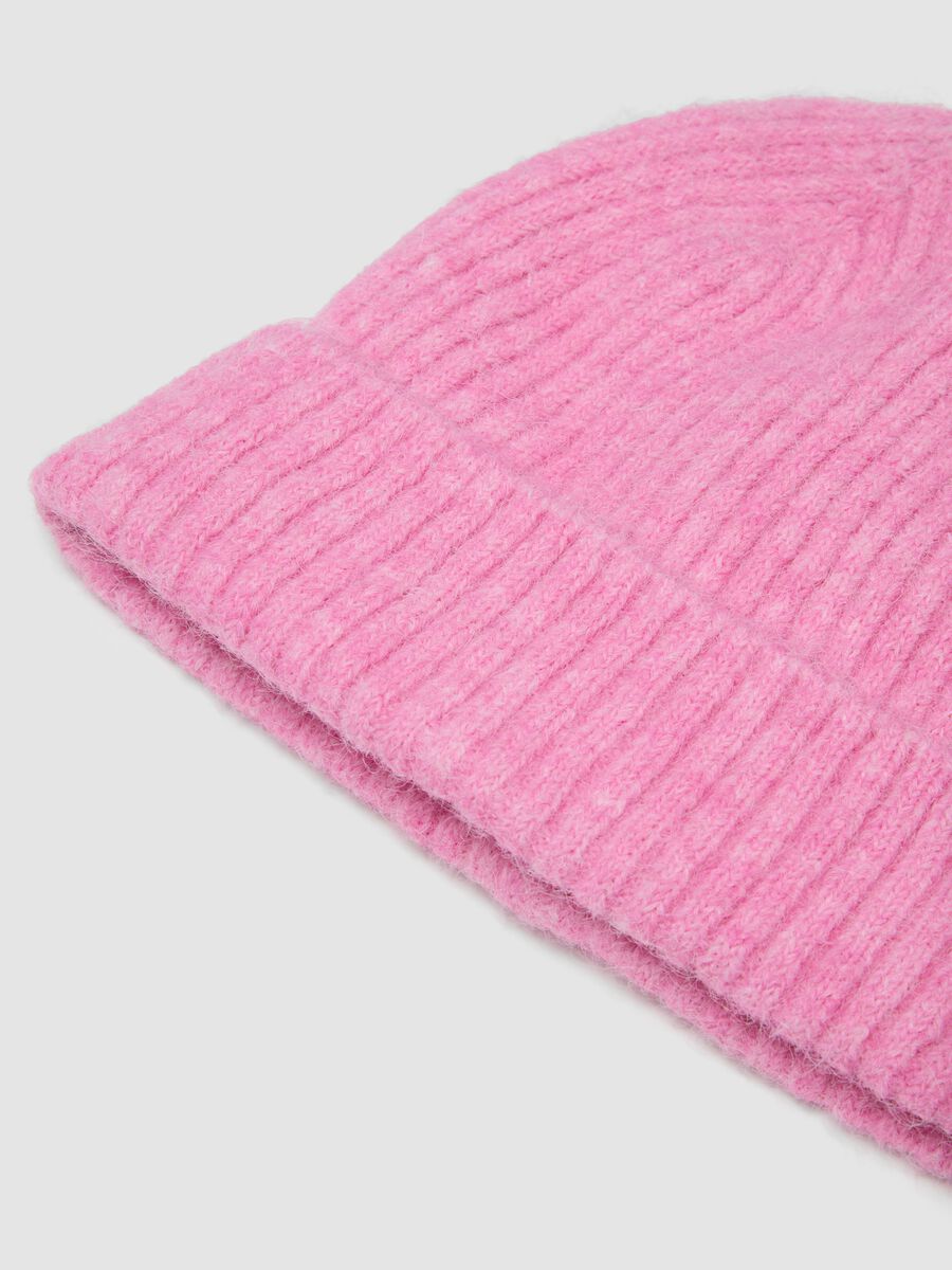 Pink ribbed stretch wool-blend hat_1