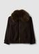 Giacca marrone in misto lana e viscosa con zip_0