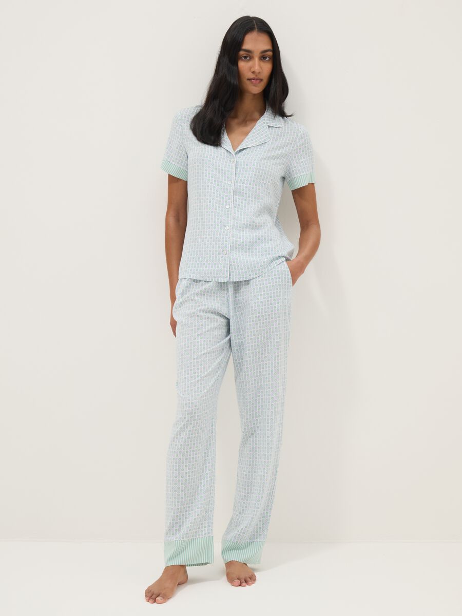 Multicolour pure viscose pyjama shirt, regular fit with design_2