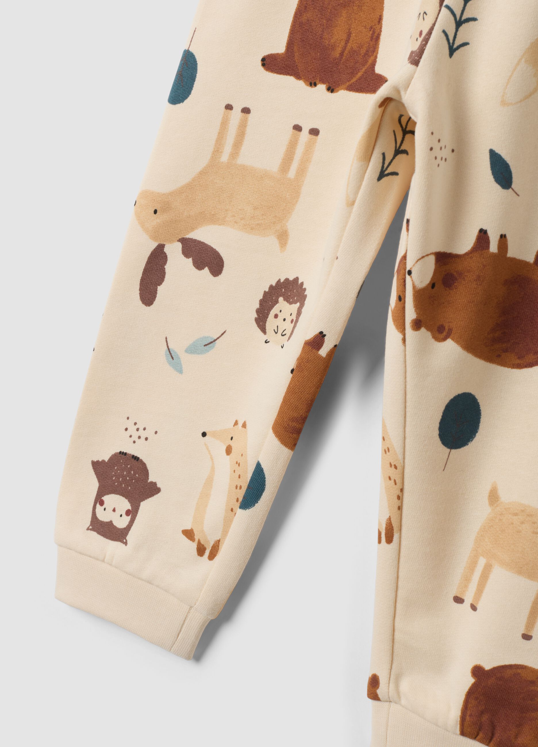 Brown crew-neck pyjamas in pure organic cotton