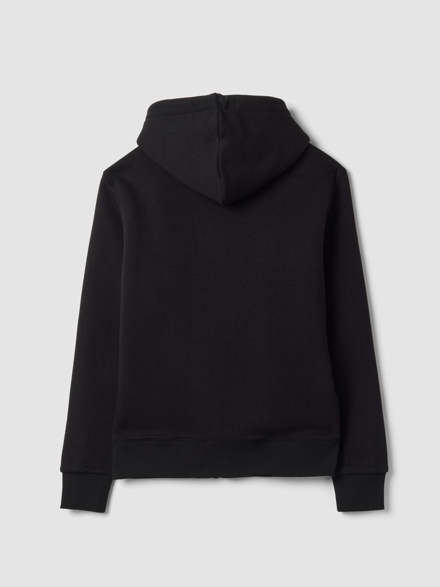Black regular-fit fleece blend cotton hoodie_1