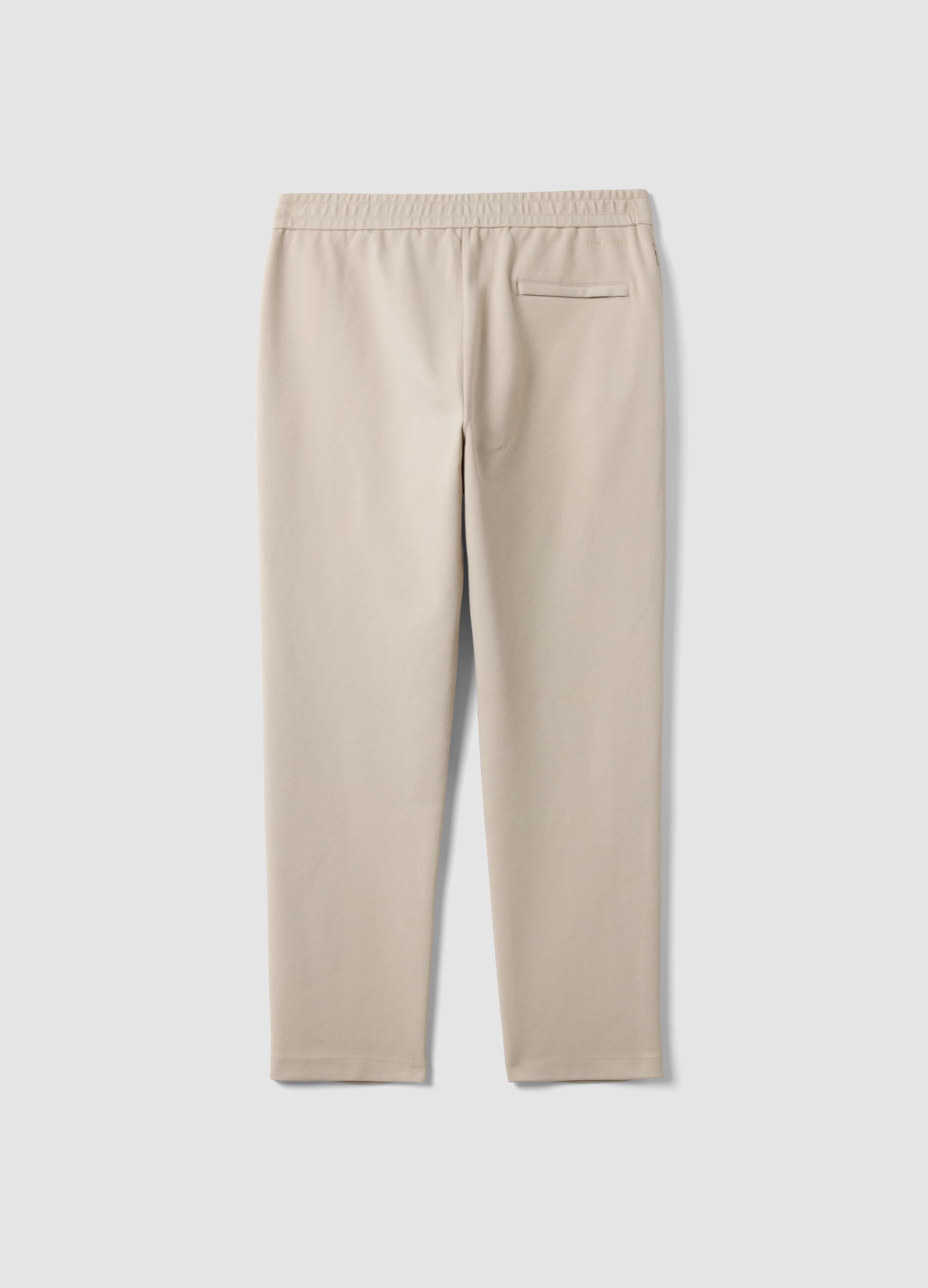 Beige regular-fit stretch cotton trousers