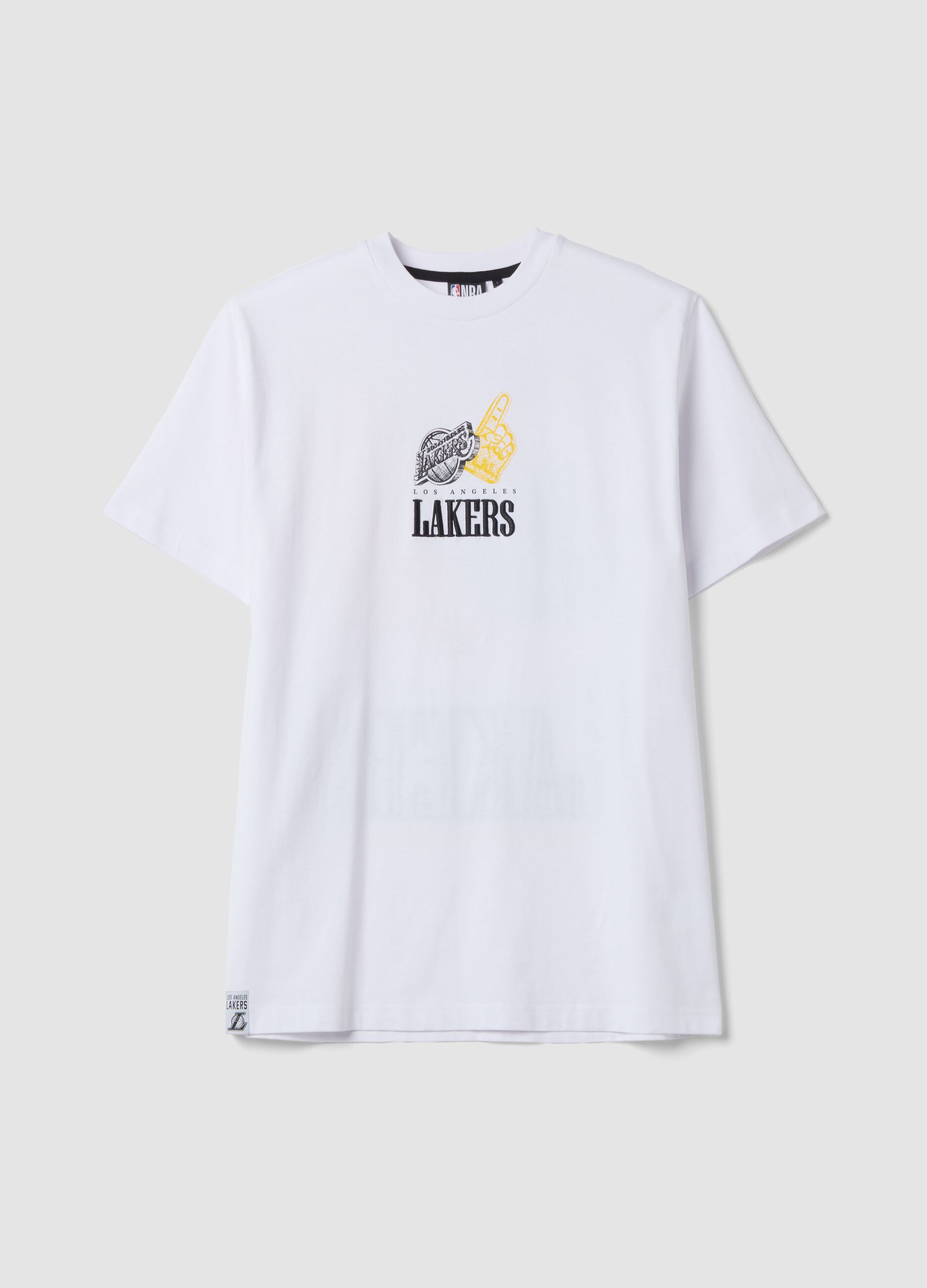 White pure cotton T-shirt with Lakers print