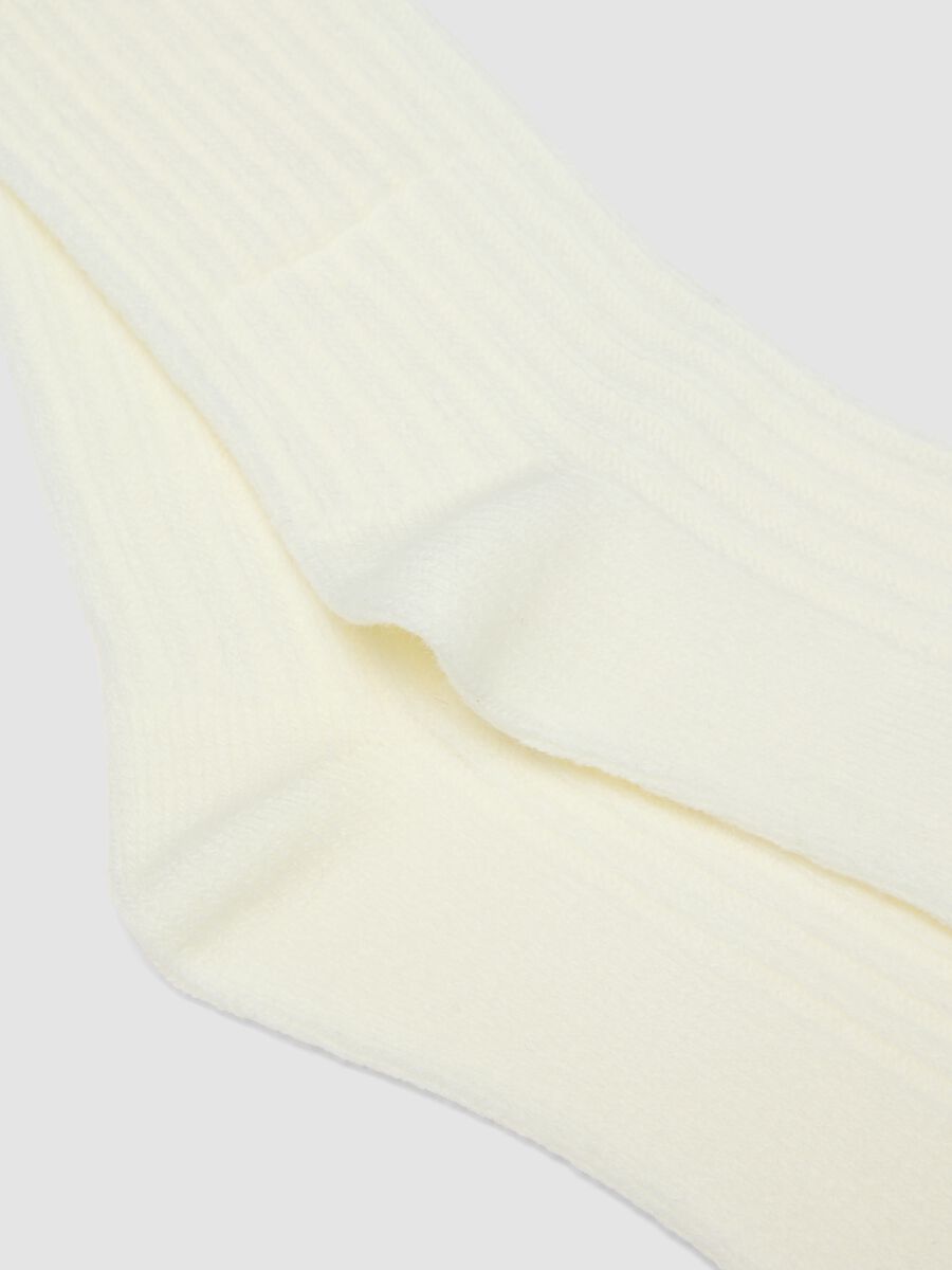 White ribbed stretch-fabric socks_1