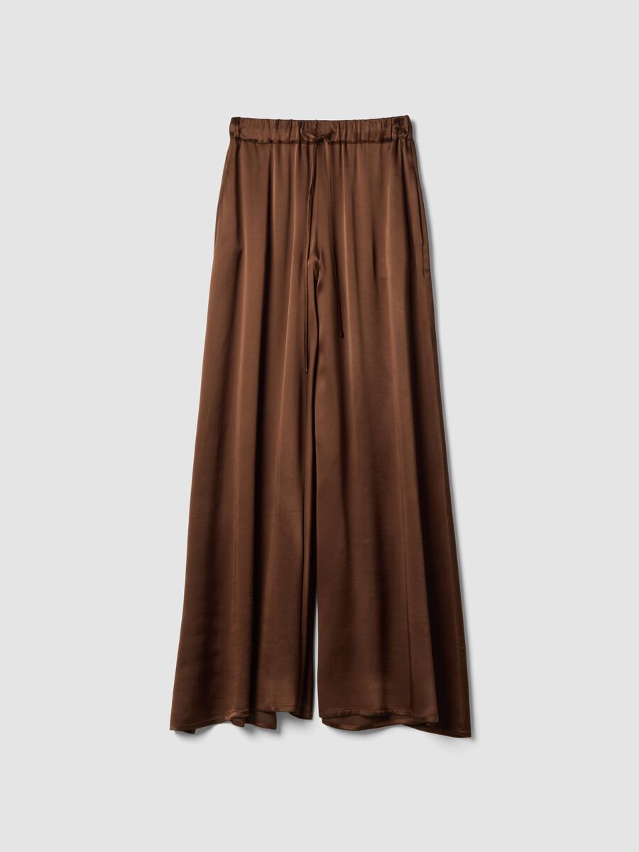 Brown pure viscose straight-leg trousers_0