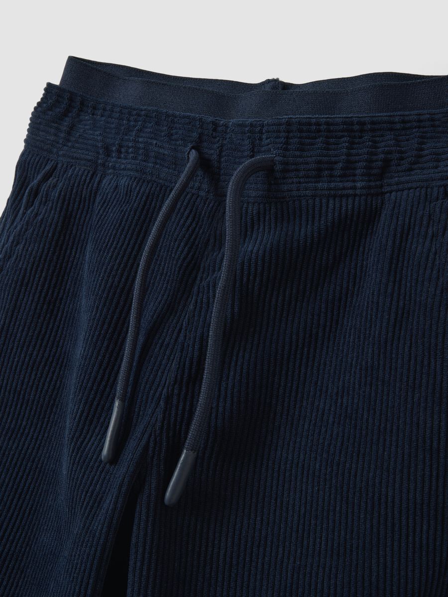 Blue ribbed regular-fit joggers with elasticated waist_2