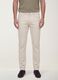 Pantaloni beige in dobby di cotone elasticizzato slim fit_1