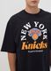 Black pure cotton T-shirt with New York Knicks print_2