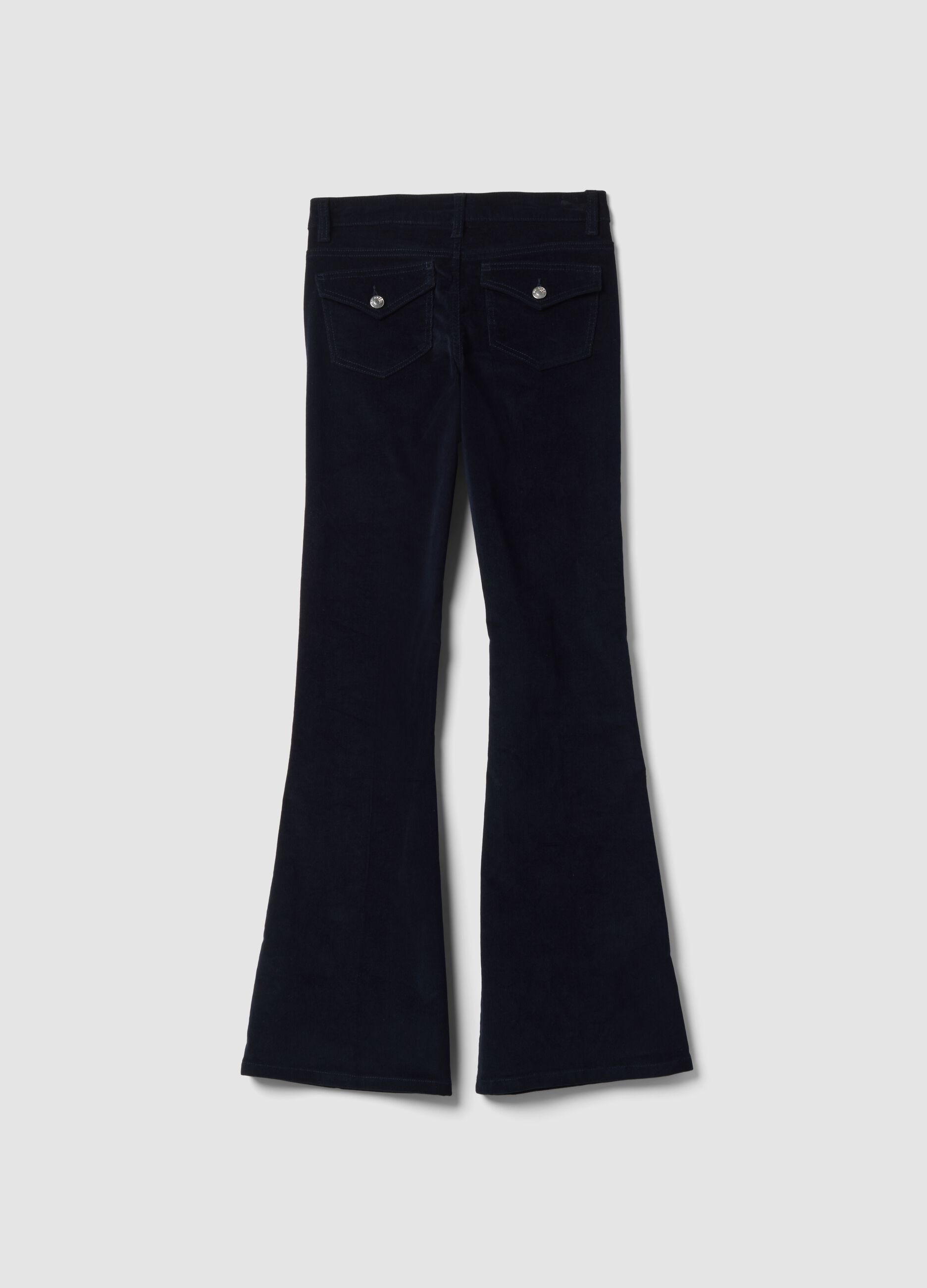 Blue flared trousers in stretch cotton
