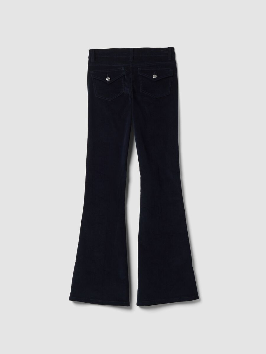Blue flared trousers in stretch cotton_2