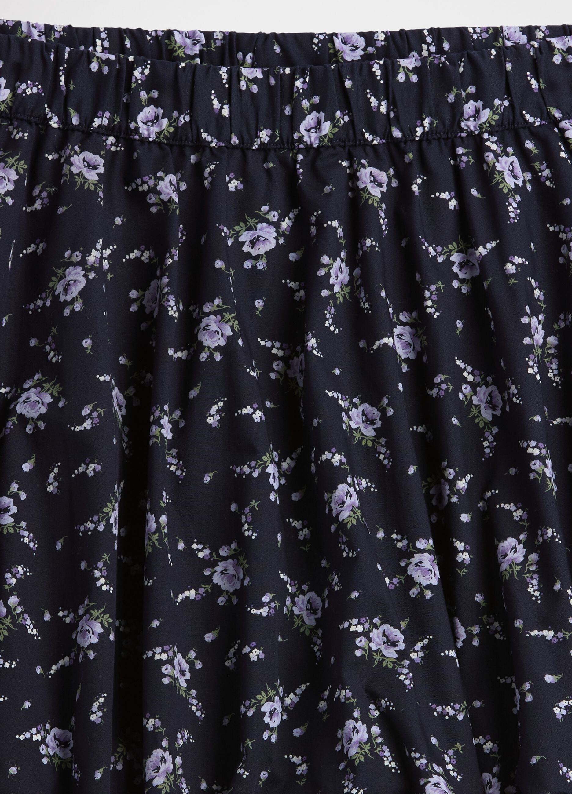 Blue cotton skirt with flowers