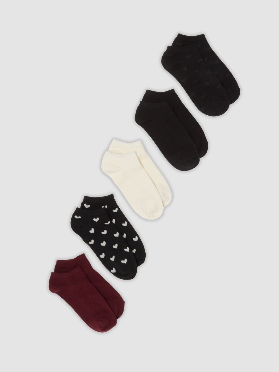 Five-pack of multicolour short socks in organic cotton blend_0