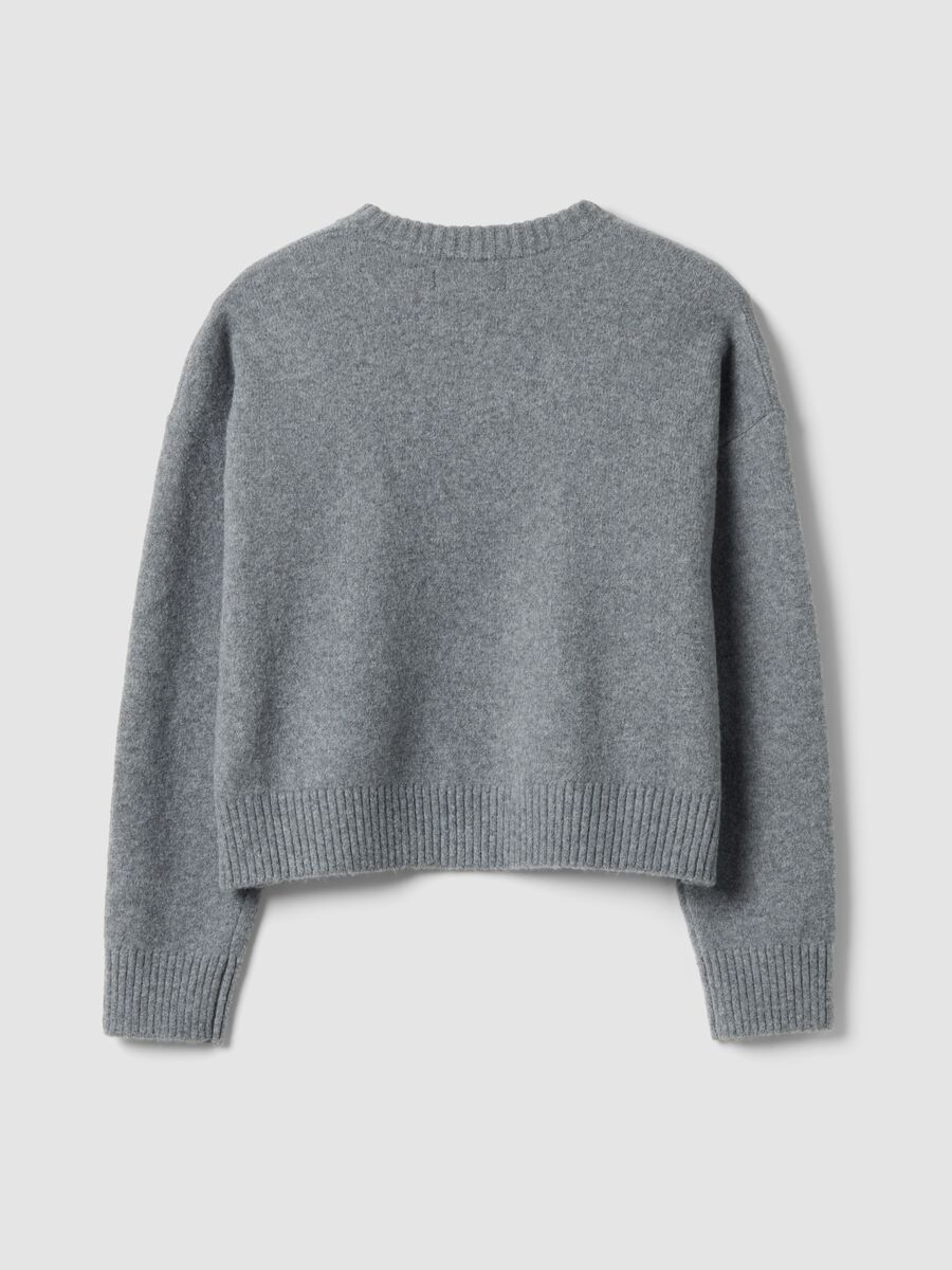 Grey stretch top with star jacquard pattern, oversized fit_2