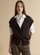 Brown V-neck button-up vest with oversized fit_2