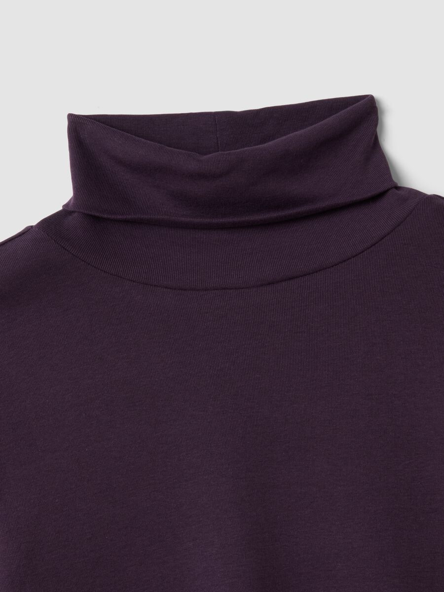 Purple pure cotton long-sleeve crew-neck top_5