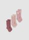 Tripack di calze lunghe rosa in tessuto elasticizzato_0