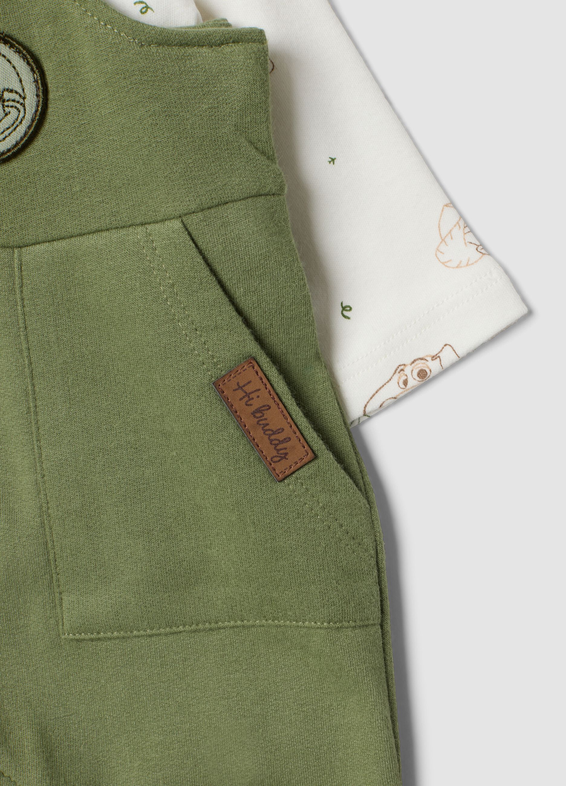 Completo verde in puro cotone organico con stampa Toy Story