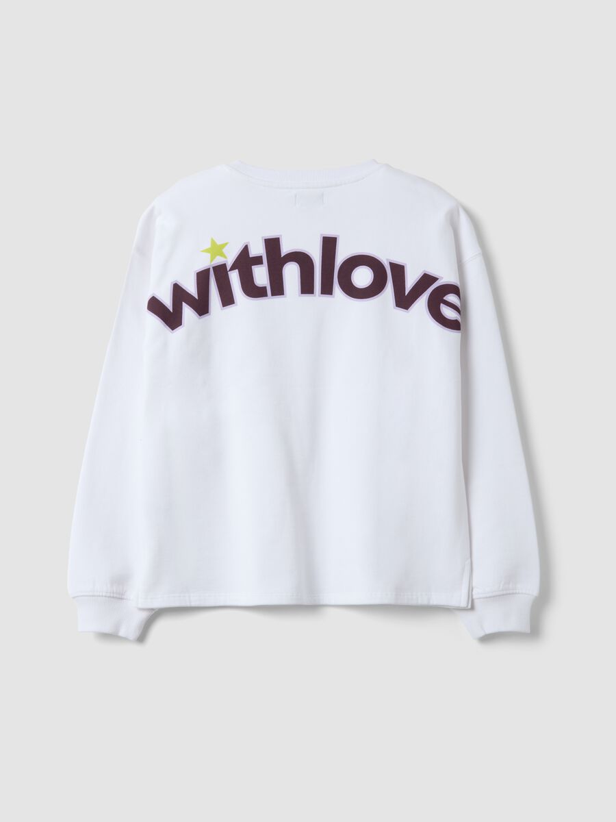 White relaxed-fit sweatshirt in pure organic cotton with ribbed collar_1