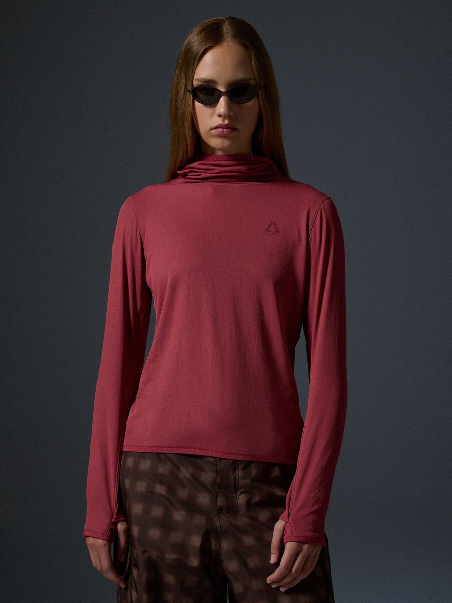 Breathable Red Hooded T-Shirt ALTAVIA WITH DEBORAH COMPAGNONI_0