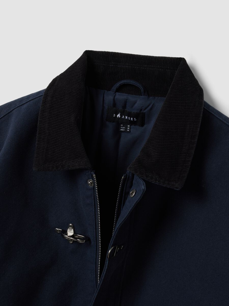 Blue cropped pure cotton padded jacket, oversized fit_5