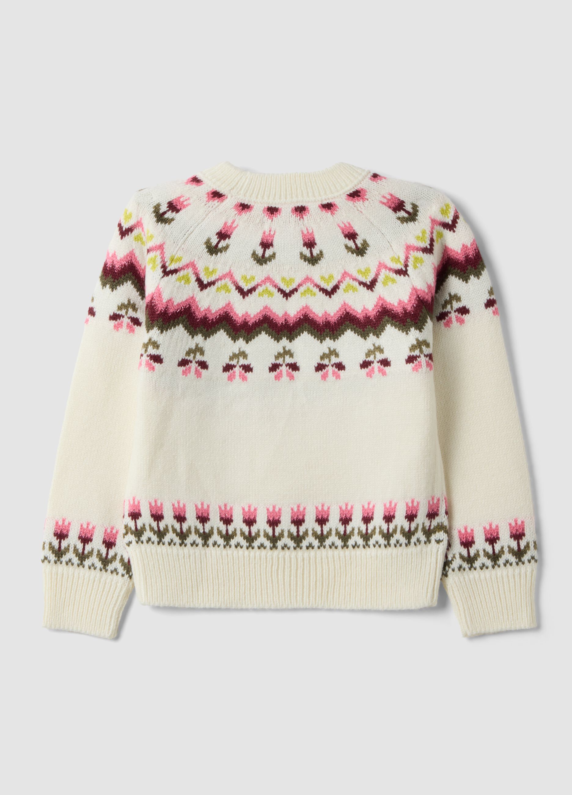 Maglione bianco girocollo jacquard regular fit