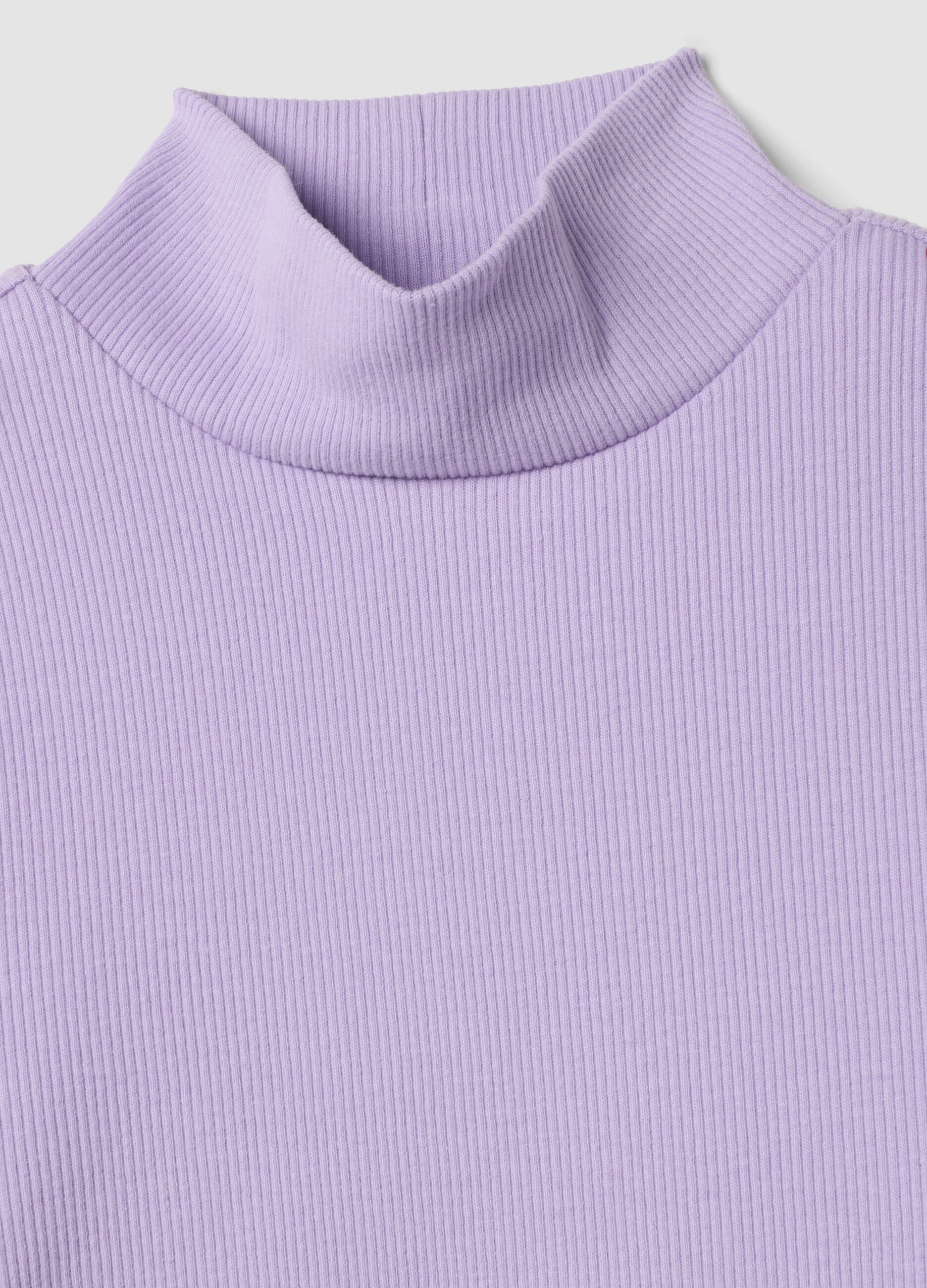 Purple slim-fit ribbed stretch organic cotton T-shirt