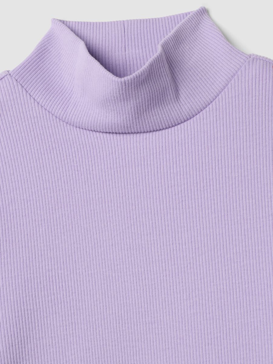Purple slim-fit ribbed stretch organic cotton T-shirt_2