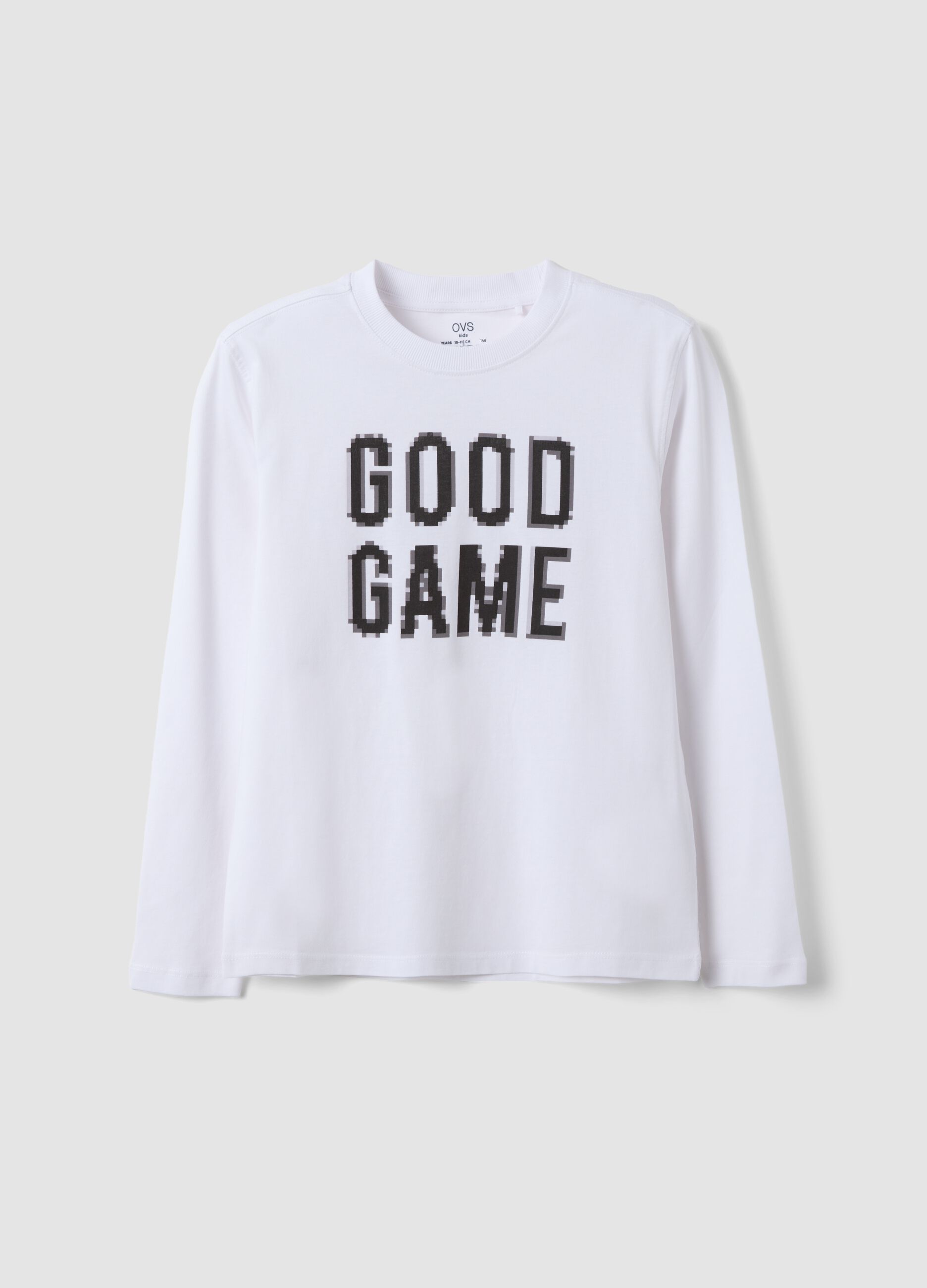 تيشيرت أبيض من قطن عضوي خالص بطباعة "Good Game" للأولاد