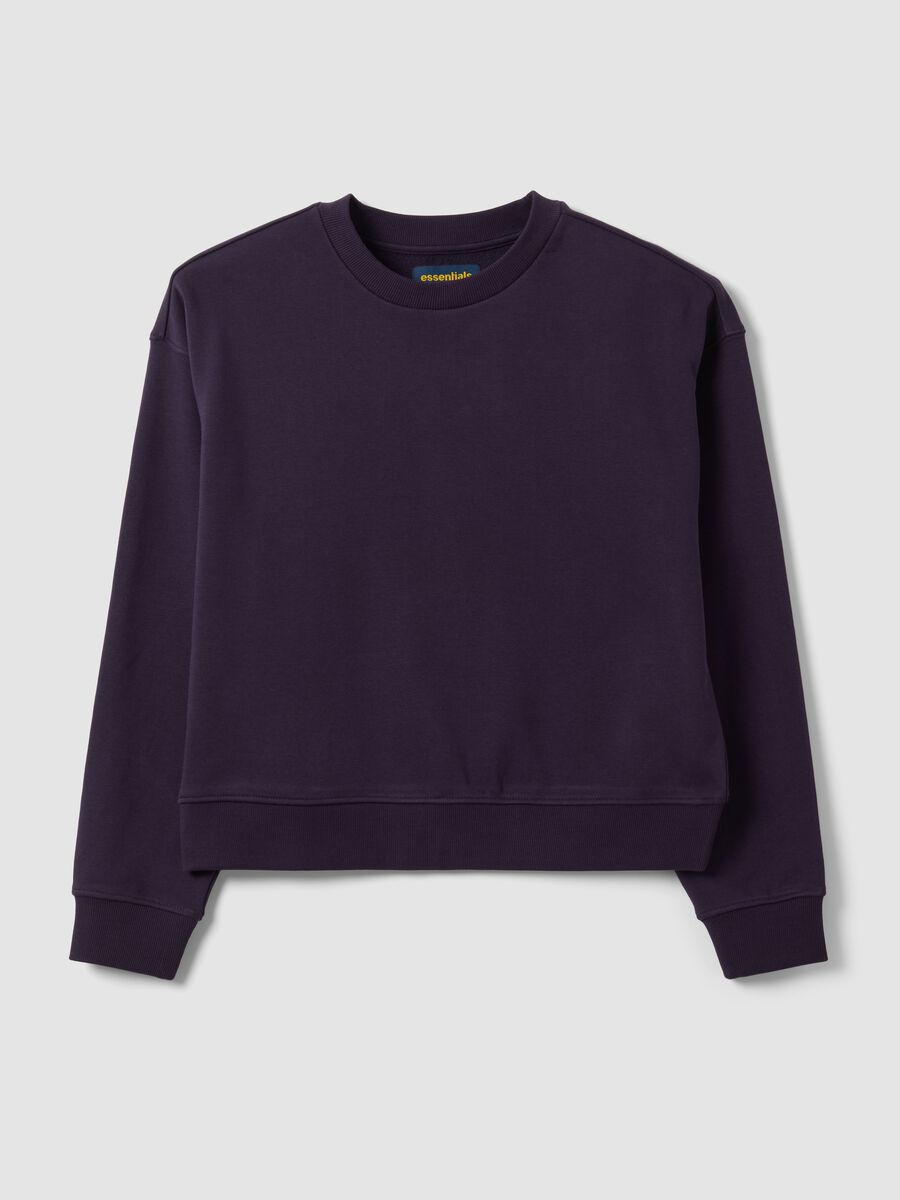 Purple cotton-blend crew-neck sweatshirt, regular fit_4