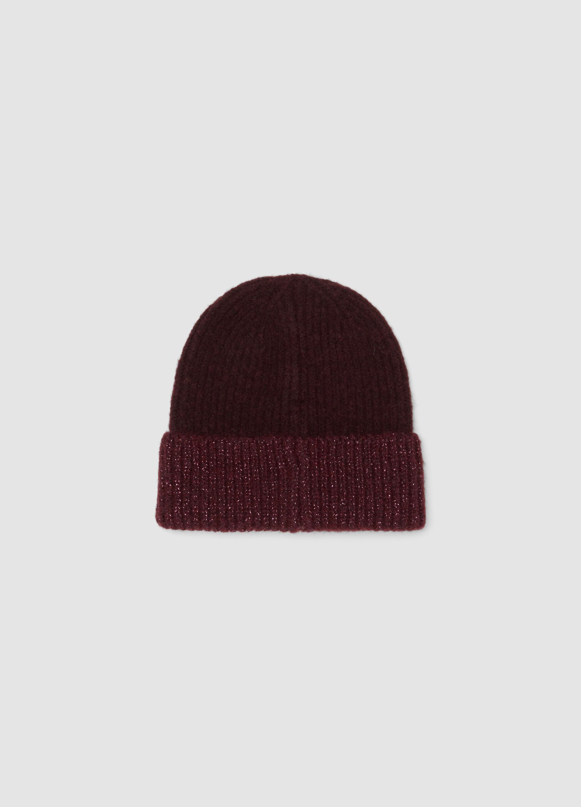 Cappellino rosso in lana elasticizzata a coste