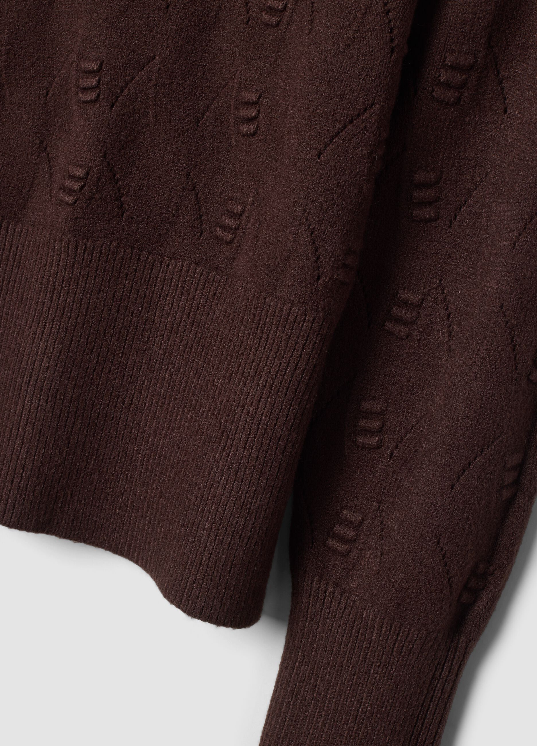 Brown openwork viscose-blend jumper, regular fit