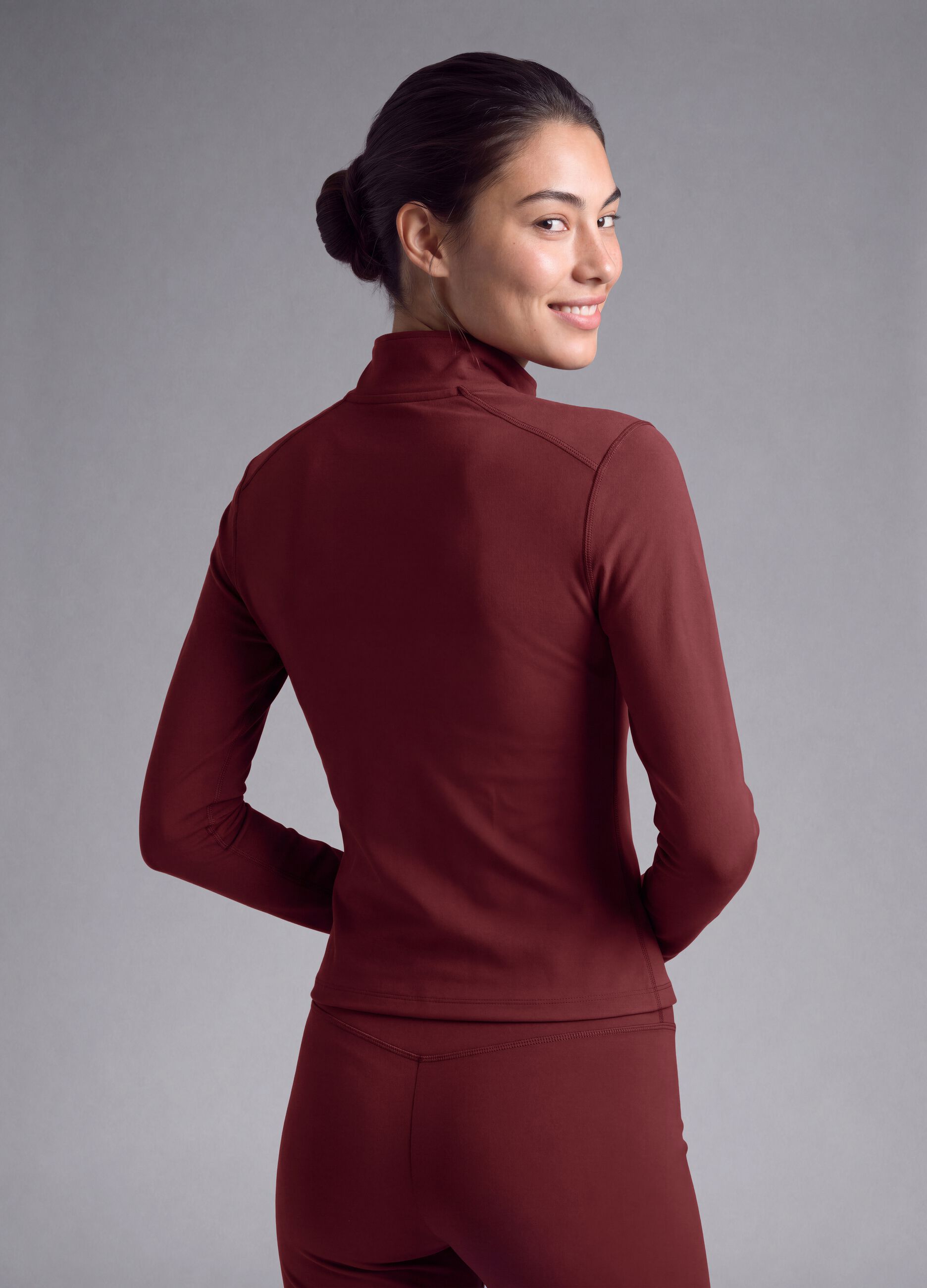 Red fitted full-zip jacket in stretch fabric &ndash; ALTAVIA STUDIO