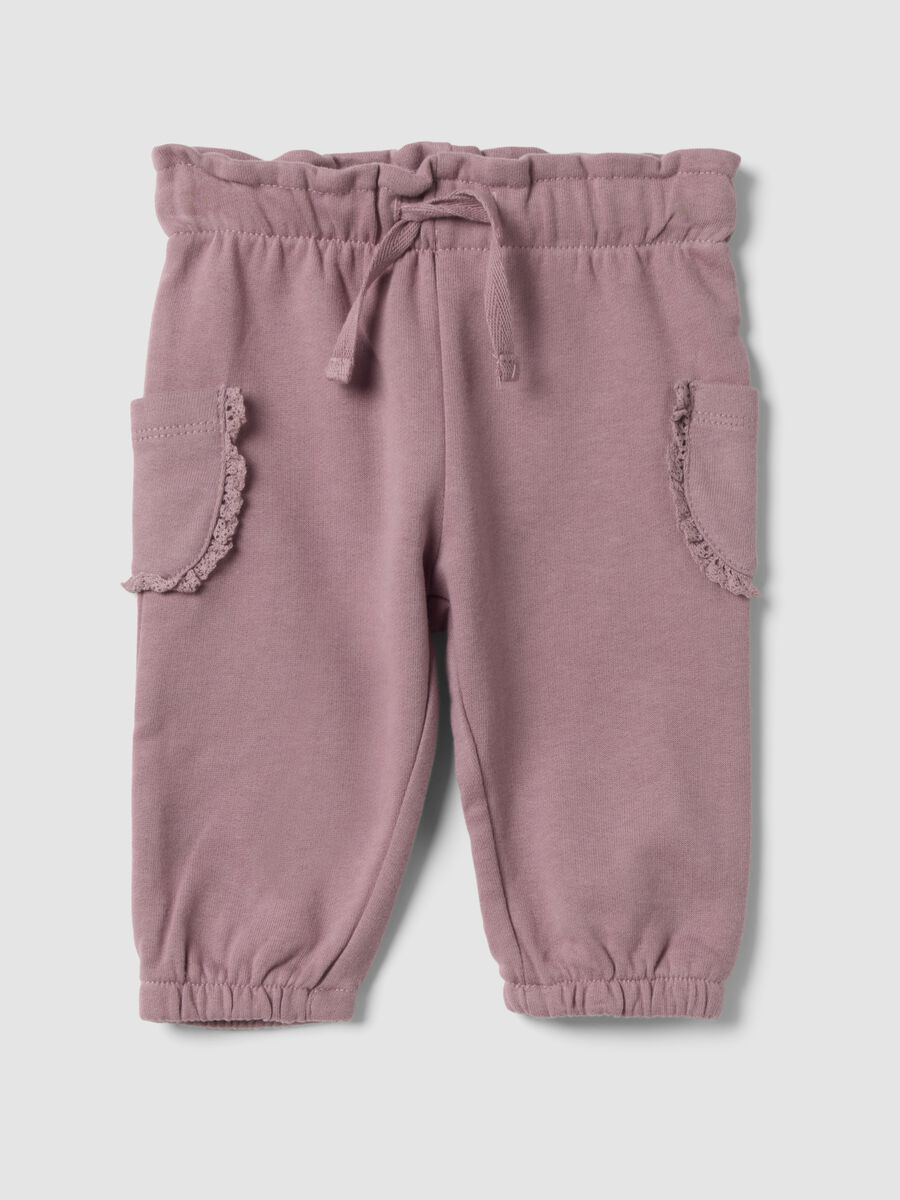 Purple organic cotton trousers with elasticated waist, regular fit_0