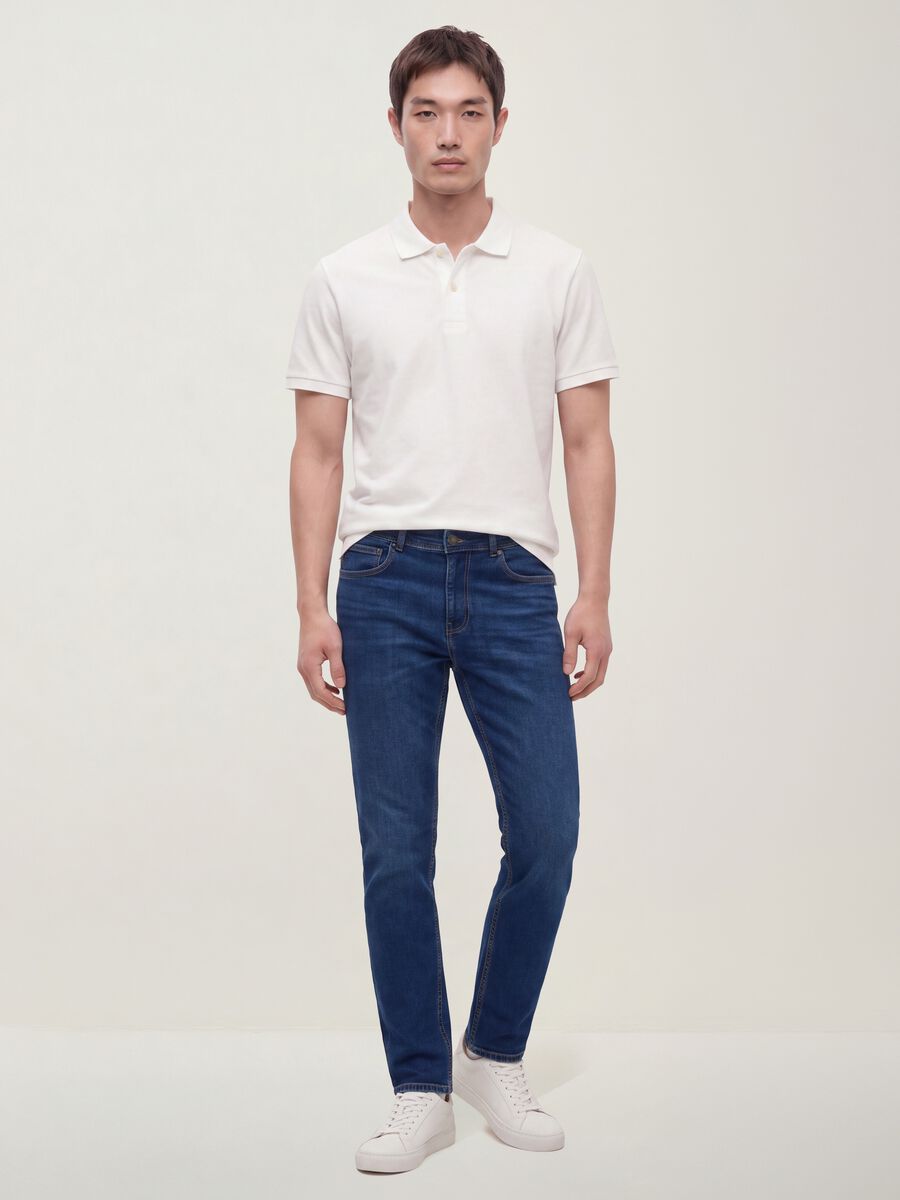 Blue stretch-cotton denim skinny-fit jeans_0