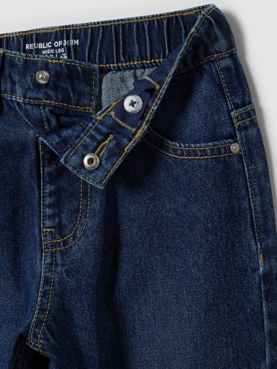 Dark blue pure cotton wide-leg jeans for boys_2