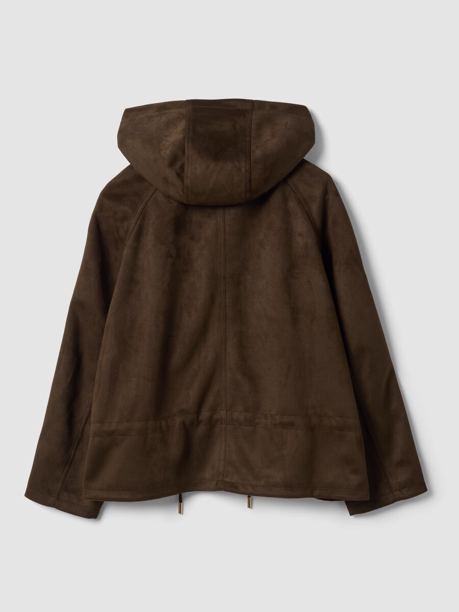 Parka marrone con cappuccio e chiusura zip e bottoni_6