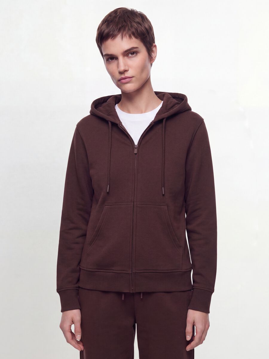 Brown cotton-blend hoodie in a regular fit_0