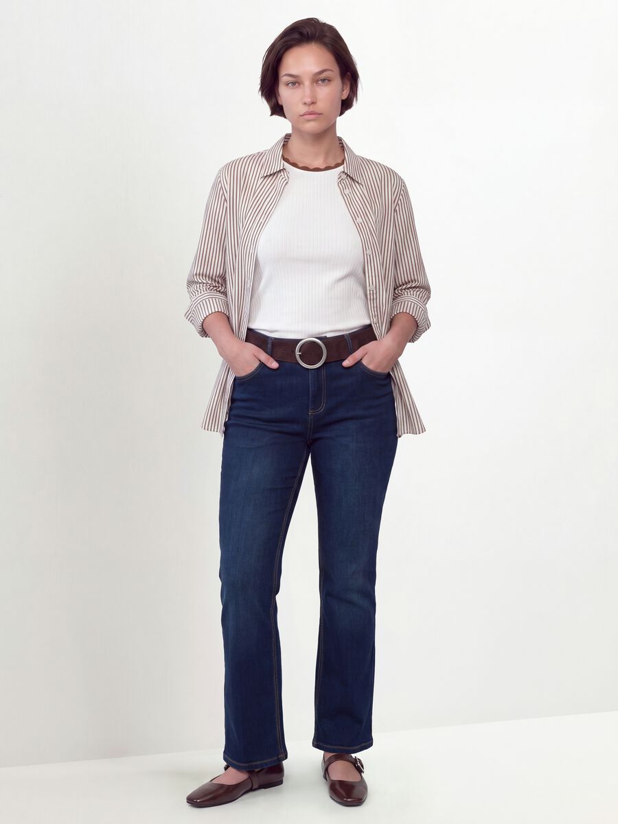 Blue stretch-cotton denim bootcut jeans_0