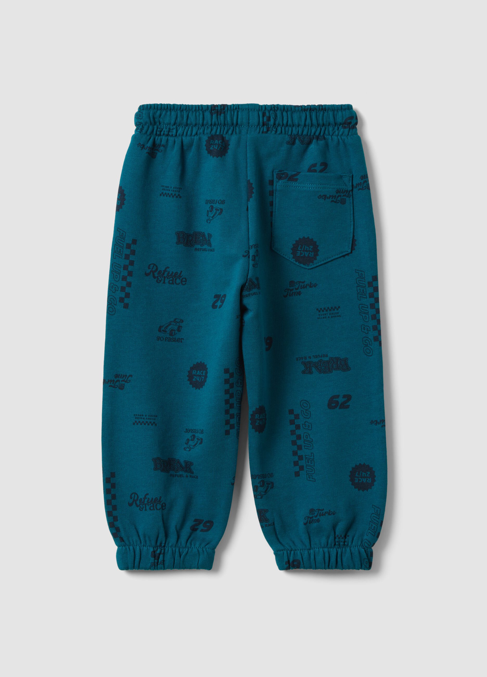 Blue pure cotton joggers with all-over print