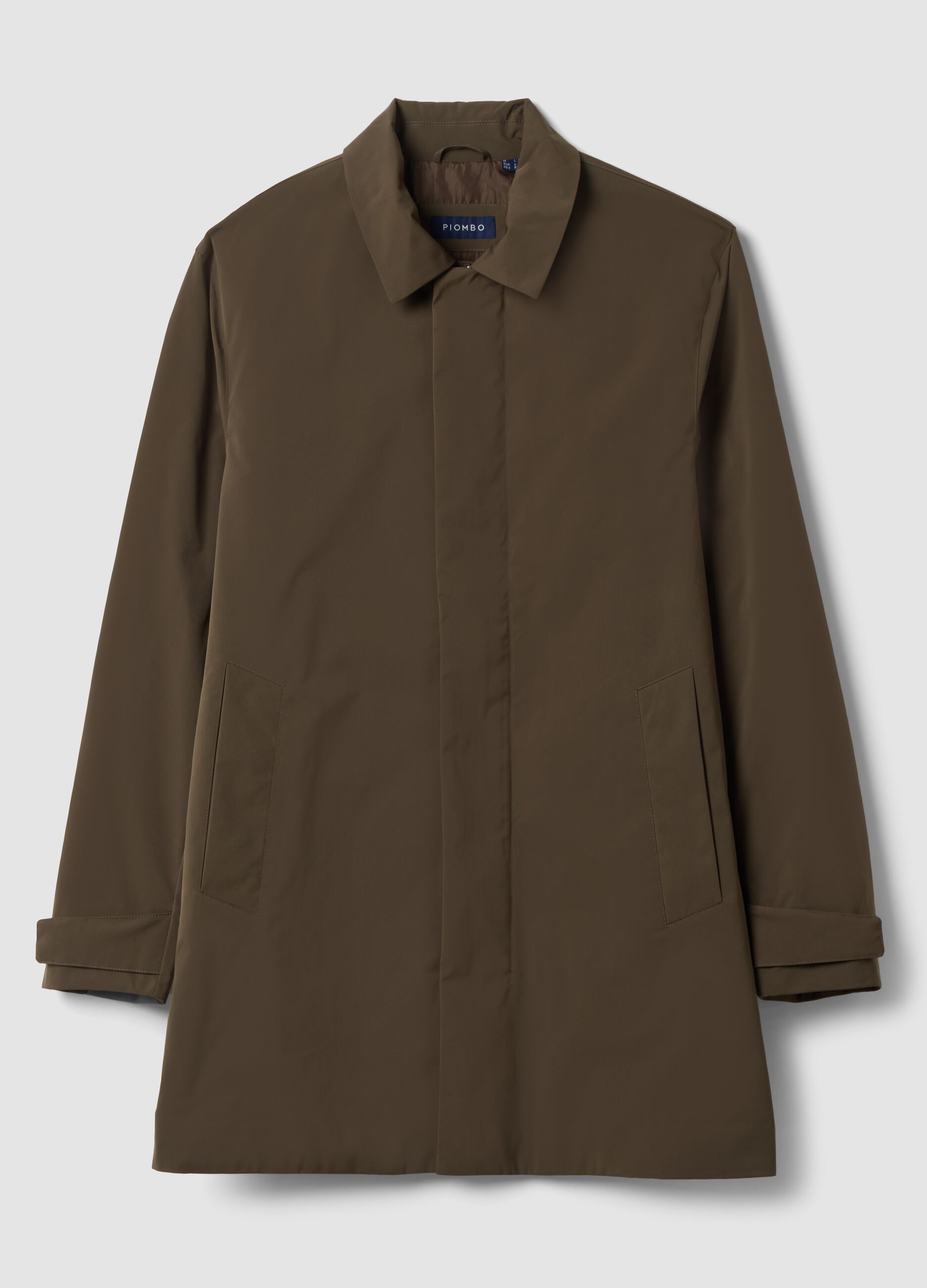 Long brown regular-fit raincoat